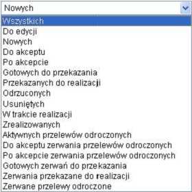 (szczegółowy opis formatów znajduje się w rozdziale Konfiguracja ), wykonanie raportów, przeglądanie archiwum przelewów, przeglądanie zleceń (wg zadanych kryteriów),