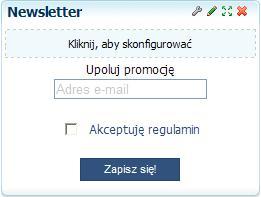 Str. 174 Moduł isklep24 v. 5.3 Rys. 231 Plugin Newsletter. 4.4.6.19 Nowości i Promocje Plugin Nowości i Promocje umożliwia wyświetlenie towarów, które mają cenę promocyjną lub są nowością.