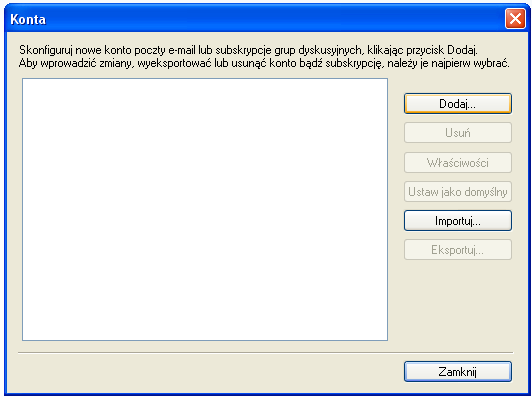 3. Konfiguracja klienta pocztowego Windows Live Mail KONFIGURACJA USTAWIEŃ KONTA POCZTOWEGO Po uruchomieniu programu Windows Live Mail