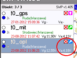 Dotykając pozycję liście po prawej