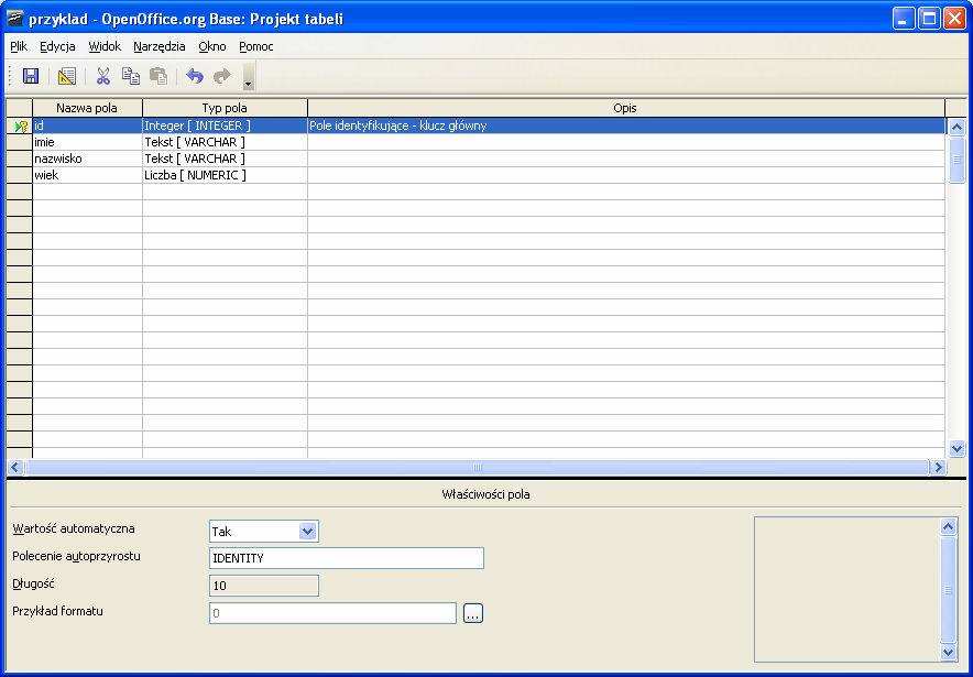 wartości tego pola a co za tym idzie może ono pełnić z powodzenie rolę klucza głównego. 2.