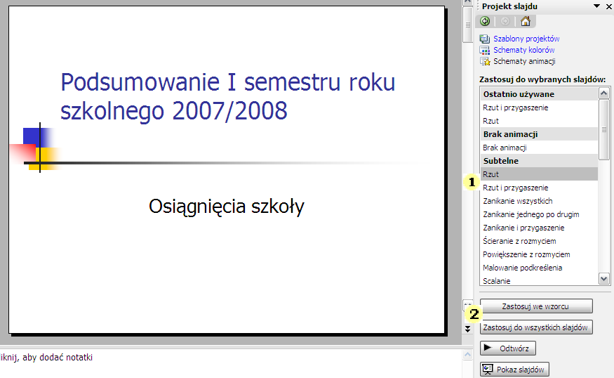 13. Wzorcowe schematy animacji. Wzorcowy schemat animacji stanowi połączenie kilku typów wzajemnie się uzupełniających efektów animacji.