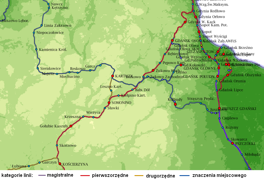 Green Ke y 3.6.1.4. DROGI GMINNE Przez teren Powiatu Kartuskiego przebiega wiele odcinków dróg gminnych, w tym: - w Gminie Chmielno 42 odcinki dróg o łącznej długości 73,051 km.