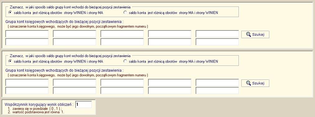 bieżącej pozycji zestawienia.