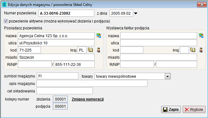 Jeśli licencja zawiera włączone oba moduły SC oraz MC, wówczas przed dodaniem nowego pozwolenia należy wybrać rodzaj ewidencji.