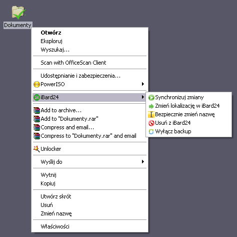 11. OPERACJE NA DANYCH Każdy element, dla którego włączymy funkcję Backup do ibard24 zostanie oznaczony na zielono, (jak poniżej): Kliknięcie prawym klawiszem myszy na taki element oraz wybranie