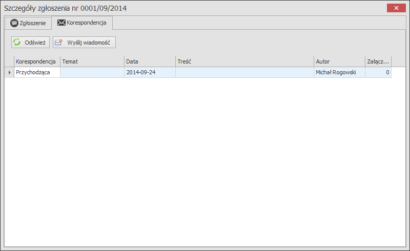 Prowadzenie korespondencji Użytkownicy oraz pracownicy biura obsługi klienta mogą prowadzić korespondencję dotyczącą przesłanych zgłoszeń.