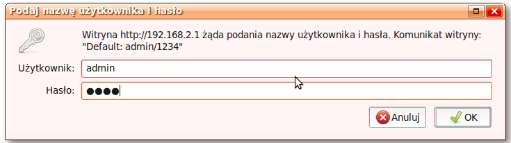 Po tych zabiegach ponownie logujemy się do panelu konfiguracyjnego i przystępujemy do wprowadzania ustawień 6.