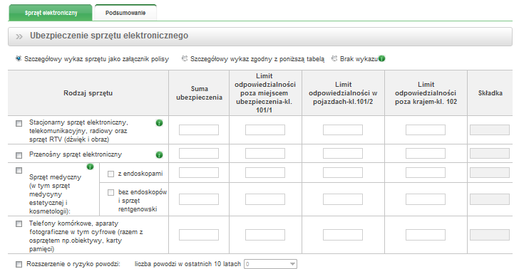 Ubezpieczenie elektroniki (All risks) Z uwagi na brak definicji sprzętu
