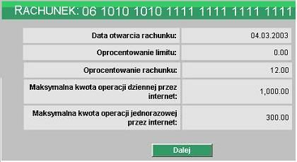 Rozdział 7 Rachunki Rozdział 7. Rachunki 7.1. Wybierz rachunek Rachunki to domyślne okno jakie zostaje uruchomione po zarejestrowaniu się użytkownika w systemie.
