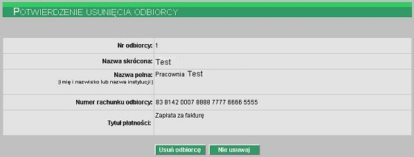 Rozdział 10 Odbiorcy Rozdział 10. Odbiorcy Istotnym elementem systemu jest definicja Odbiorców. W opcji tej użytkownik ma możliwość wpisania pełnych danych związanych ze swoimi kontrahentami.