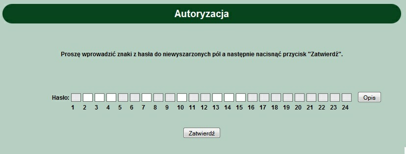Rozdział 4 Uruchomienie systemu W kolejnym kroku zostanie zaprezentowana formatka umożliwiająca podanie hasła (klucza) używanego do logowania.