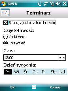 5. Wybierz czas uruchomienia skanowania. W tym celu wybierz jedną z wartości dostępnych dla ustawienia Częstotliwość: Codziennie: wykonywanie skanowania codziennie.