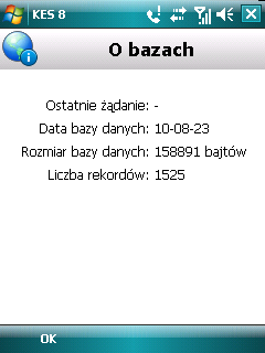 Szczegółowe informacje o bazach danych są dostępne w oknie Aktualizacja po wybraniu elementu O bazach.