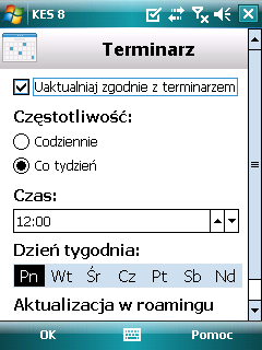 2. Wybierz element Aktualizacja. Zostanie otwarte okno Aktualizacja. 3. Wybierz element Terminarz uaktualnień. Zostanie otwarte okno Terminarz. 4.