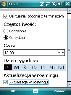 3. Wybierz element Terminarz uaktualnień. Zostanie otwarte okno Terminarz. 4. W sekcji Aktualizacja w roamingu usuń zaznaczenie z pola Aktualizacja w roamingu.