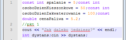Separatory Spacje rozdzielają instrukcje.