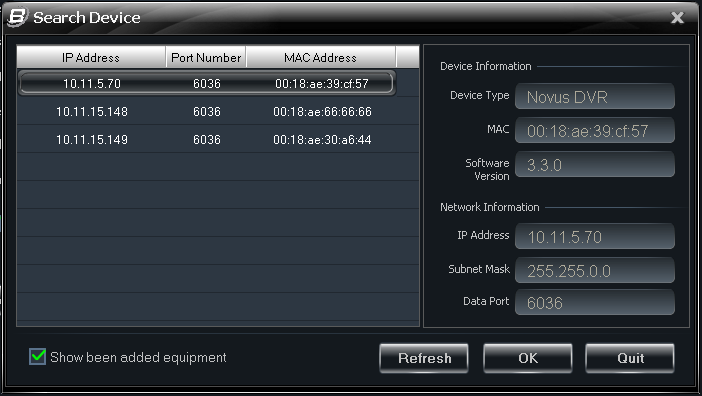 B-Viewer - manual, ver. 1.0 DEVICE MANAGEMENT To automatically search for the device on the network click Search device button.