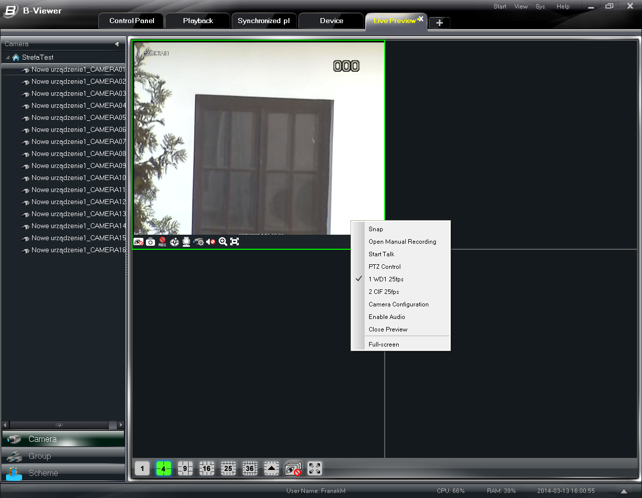 B-Viewer - manual, ver. 1.0 LIVE PREVIEW 5. Live preview Camera image preview panel is available by clicking the 5.1. Preview panel description icon from the Control Panel panel.
