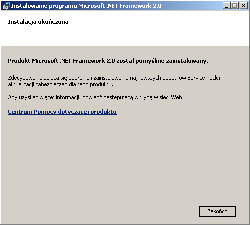 Uruchomienie pliku instalacyjnego dotnetfx.