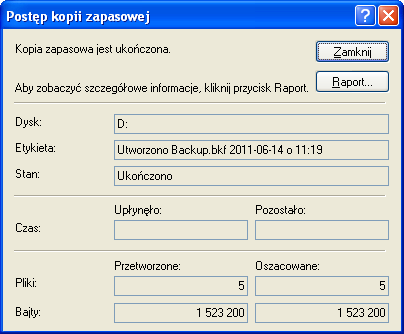 Wybrano foldery: dzielony, magazyn, rozliczenia i szef do zapisania w kopii