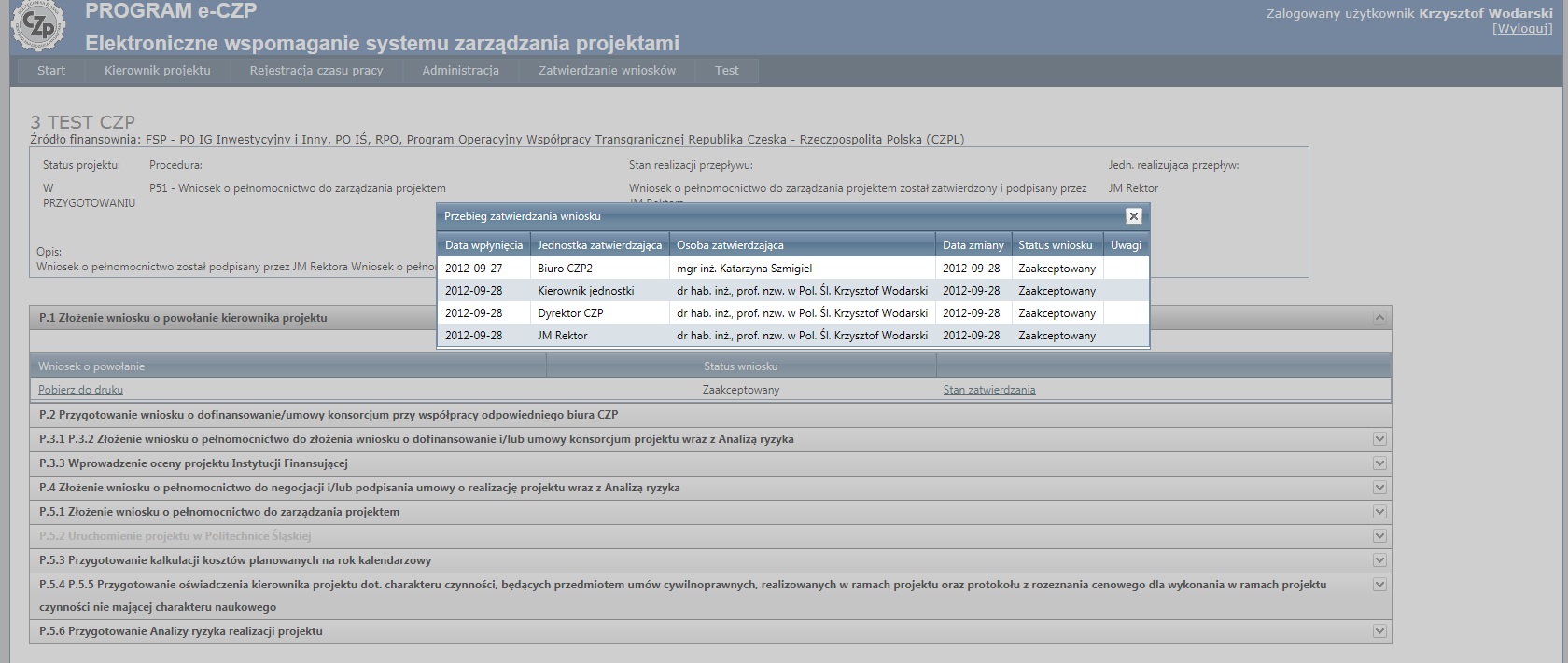 Elektroniczne wspomaganie zarządzania... 471 Rys. 2. Wprowadzanie informacji do formularza wniosku o powołanie kierownika projektu Fig. 2. Entering information to the application form to appoint a project manager Rys.