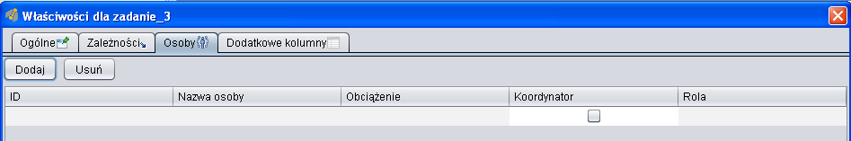 W kolejnej zakładce Zależności można dodawać i usuwać zależności między zadaniami. Rys.