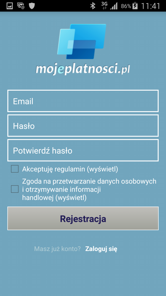 9.2 Logowanie w aplikacji mobilnej Aby zalogować się w aplikacji podaj