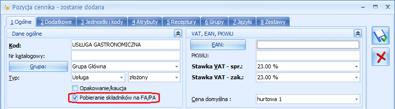 Dopiero po zapisie dokumentu na trwałe składniki są zdejmowane/ wprowadzane na magazyn i wyliczane są rzeczywiste wartości składników. 4.25.9.