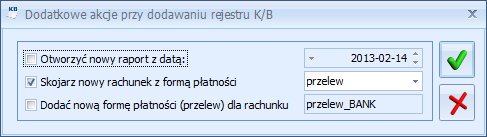 tworzy zapisu kasowego. Jeśli będzie zaznaczony program pozwoli zatwierdzić dokument płatny kartą, wystawiony dla kontrahenta!nieokreślonego!