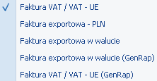 13.4.8 Wydruk Faktur VAT dla transakcji wewnątrzwspólnotowych Dla wydruku Faktury jak i dokumentów korygujących dotyczących dostaw wewnątrzwspólnotowych z poziomu formularza faktury dostępny jest