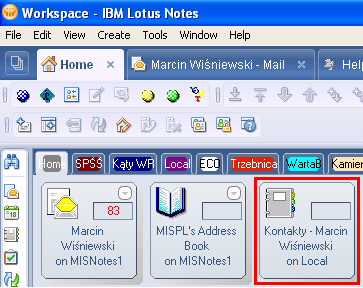 1. Konfiguracja stanowiska pracy Pierwszym krokiem przed przełączeniem się na drugi serwer (zapasowy) jest poprawna konfiguracja klienta Lotus Notes na stanowisku pracy.