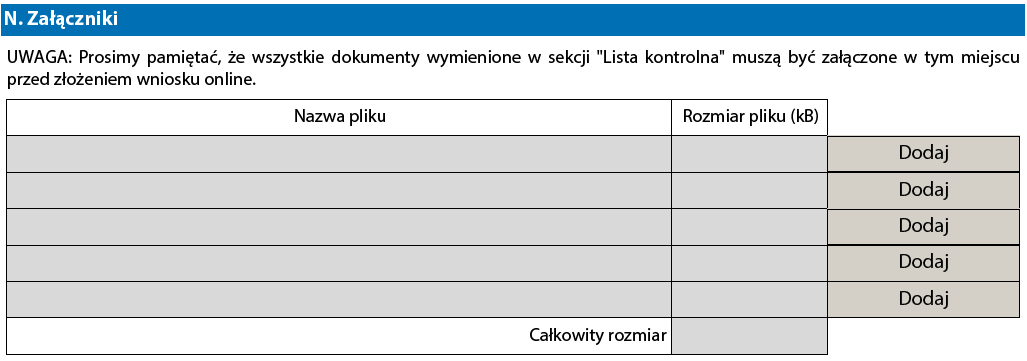 Załączanie dokumentów Do wniosku należy załączyć odpowiednie dokumenty.