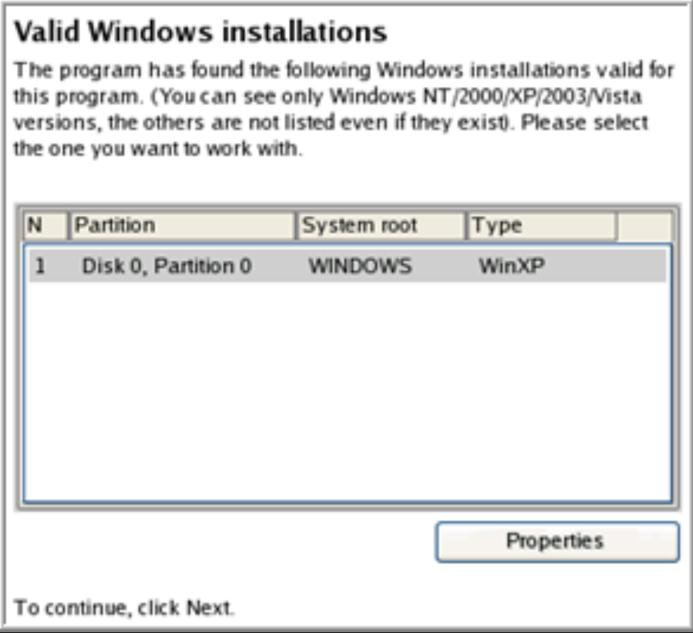 7. Na kolejnej stronie wyświetli się lista wszystkich użytkowników wybranej instalacji systemu Windows.