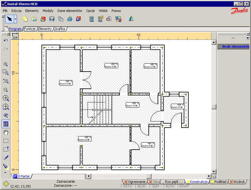 Lekcja 3: Instal-therm 4 HCR + Instal-OZC 4 10.W tym momencie mamy gotowe pomieszczenia skonstruowane ze ścian, drzwi i okien. 11.