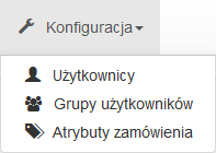 7. Podstawowe elementy systemu 7.1. Strona główna 1. Zamówienia zarządzanie zamówieniami. Z tego miejsca można dodać nowe zamówienie. 2. Konfiguracja zarządzanie użytkownikami.