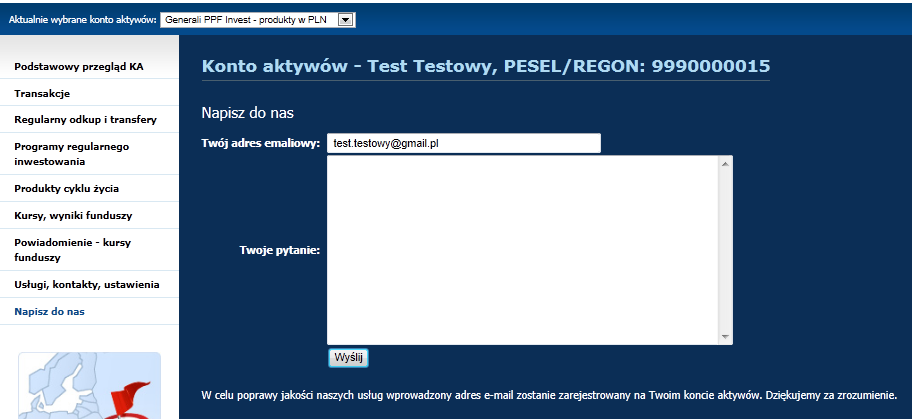 Przy wyborze Założenie nowego powiadomienia pojawi się tabela w celu utworzenia nowego powiadomienia.