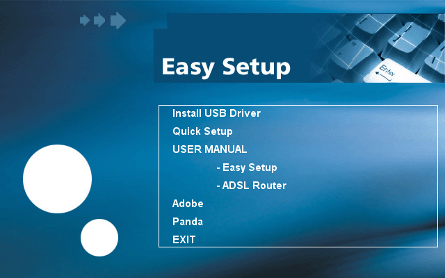 (dla Windows 2000, XP) Krok 3. Włóż płytę CD-ROM dołączoną do urządzenia. Powinien automatycznie uruchomić się program Easy Setup.