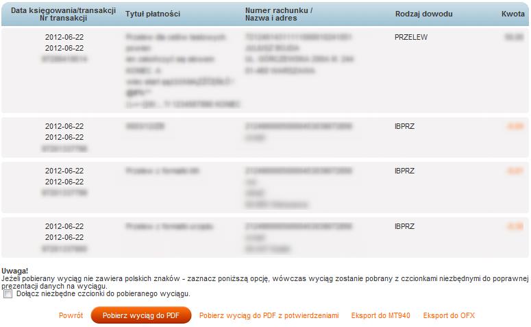 Konfiguracja systemów bankowych Strona 15 z 46 Eksport wyciągów Eksport wyciągu z systemu ING Bank OnLine,