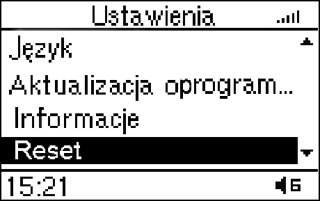 4.8. reset Funkcja Reset umoŝliwia przywrócenie ustawień fabrycznych Liveradio.