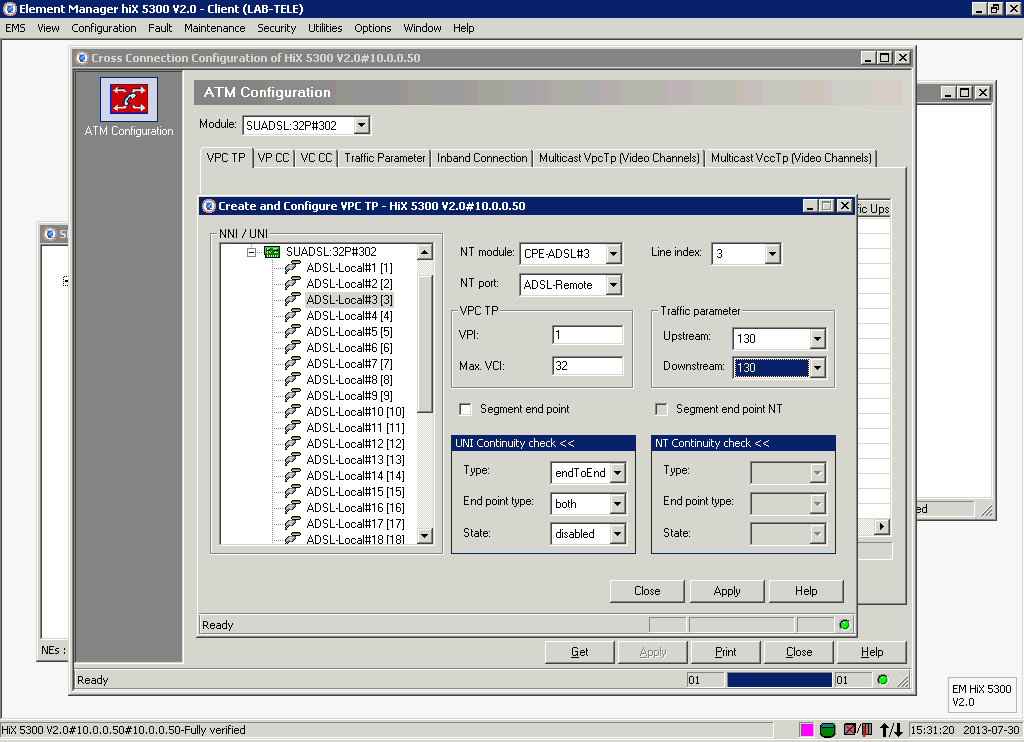 Podobnie przebiega konfiguracja punktu terminacji dla karty SUADSL.