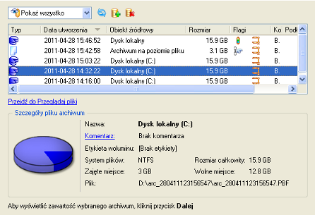 11. Na stronie podsumowania przejrzyj wszystkie parametry operacji i dokonaj ich modyfikacji, jeżeli jest to konieczne. Następnie kliknij przycisk Dalej, aby rozpocząć proces tworzenia obrazu.