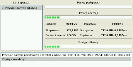 55 Cała zawartość dysku wybranego do przywrócenia zostanie usunięta podczas operacji. 8. Na stronie Podsumowanie przywracania możliwe jest przejrzenie struktury dysku twardego sprzed i po operacji.