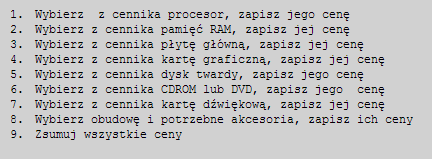 Algorytmy i języki programowania Przykład algorytmu konfiguracji