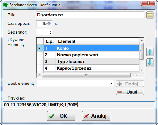 6. Egzekutor zleceń Zadaniem egzekutora zleceń dostępnego w programie BossaTraderPRO jest odczytywanie parametrów zleceń z określonego pliku i przekazywanie ich do systemu giełdowego.
