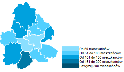 Mapa 6 Liczba mieszkańców obszaru BOF korzystających z pomocy społecznej* na 1000 mieszkańców w 2012 r.