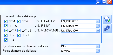 Strna 8 z 15 Ćwiczenie9. Wyliczenie deklaracji VAT Przed wyknaniem plecenia należy z menu System wybrać Knfiguracja/ Dane firmy/ Deklaracje i wybrać Urząd Skarbwy wprwadzny wcześniej d Słwników 1.