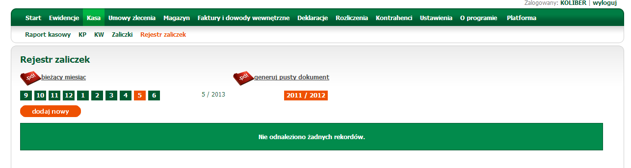 3. Kasa Zaliczki Rejestr zaliczek cz. 1. Tu sporządzisz rejestr zaliczek.