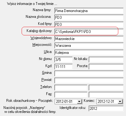 Symfonia Finanse i Księgowość 2013.1a 13 Katalog dyskowy dla nowych baz Został wprowadzony parametr PromptPath w sekcji DatabasePath w pliku Amfk.