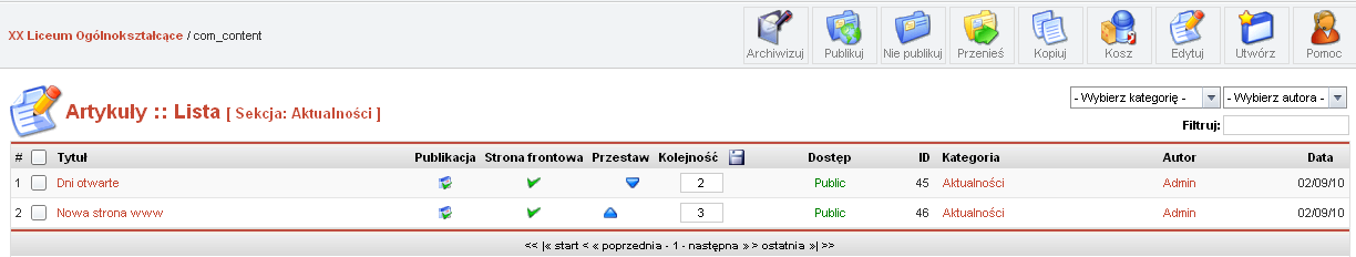 Aby umieścid obrazek w artykule klikamy na ikonę obrazka, wprowadzamy adres obrazka (URL), nadajemy tytuł i klikamy Wstaw.